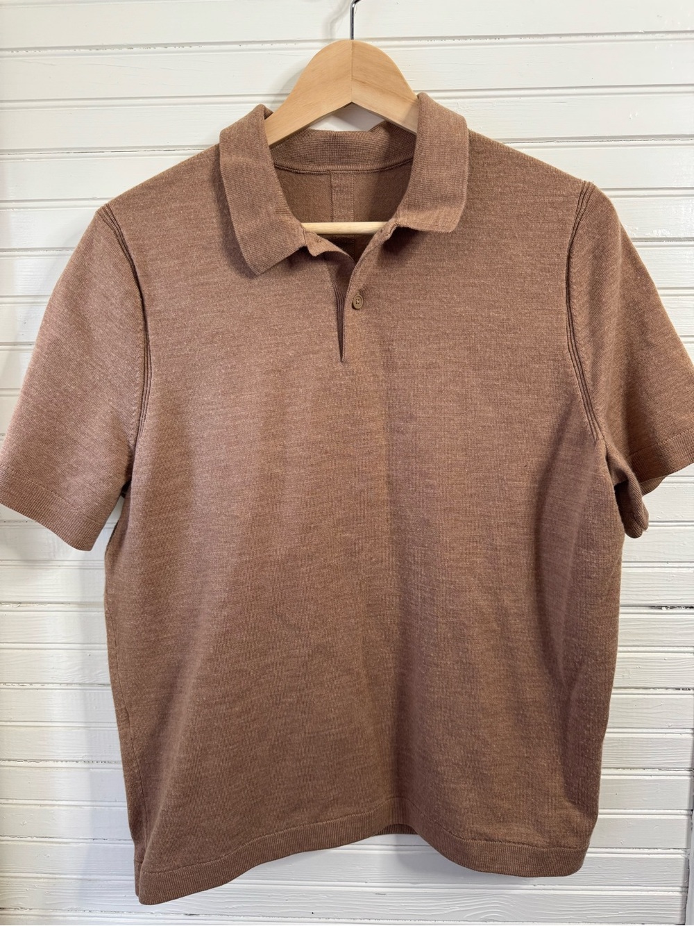 Men's Lululemon Brown Short-Sleeve Knit Polo Shirt